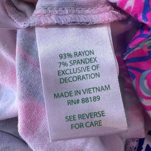 Lilly Pulitzer Sophie Shift Dress Girls XL 12-14 Pink Blue Patch To Match Rayon - Picture 6 of 9